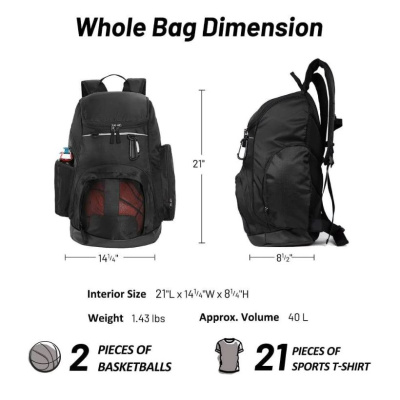 Рюкзак спортивный ROLANS с отделением для мяча (цвет: черный/синий)