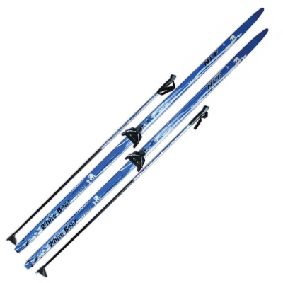 Лыжный комплект White Bear (лыжи, палки, креплен. 75) (цвет палок в ассорт. 120см step, палки - 80см
