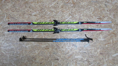 Лыжный комплект Grandeur (лыжи, палки, креплен. 75) (цвет палок в ассорт.) step 170см (салатовый)