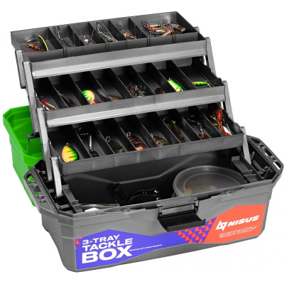 Ящик для снастей Nisus Tackle Box трехполочный зеленый