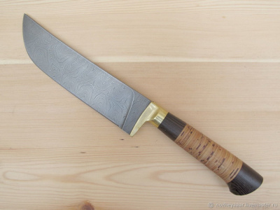 Нож Узбекский Пчак Дамаск (Береста, орех)