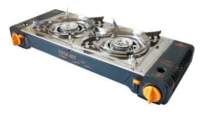 Плита газовая портативная TWIN-HIT (TW-850) - двухконфорочная с переходником, «Tourist»