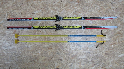 Лыжный комплект Grandeur (лыжи, палки, креплен. 75) (цвет палок в ассорт.) б/н 170см (желтый)