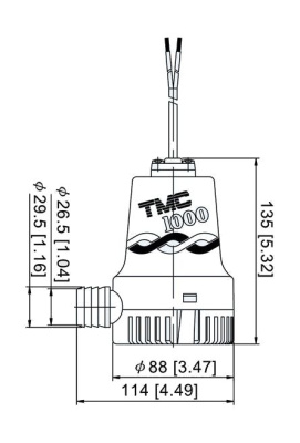 Помпа осушительная TMC, 12 В, 1000GPH (3785 л/ч),1005512