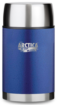 Термос "Арктика" с супер-широким горлом для супа и еды 306-1000, 1 л в чехле (синий)