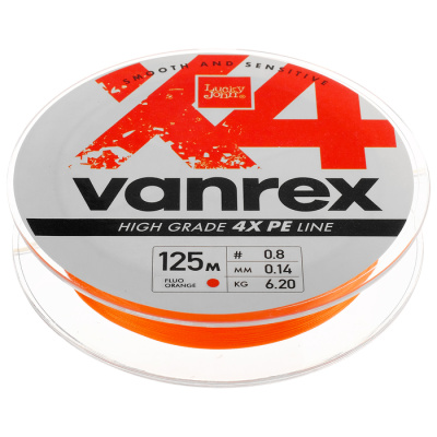 Леска плетеная (шнур) LUCKY JOHN VANREX х4 BRAID FLUO ORANGE 