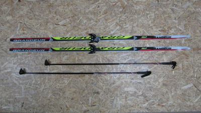 Лыжный комплект Grandeur (лыжи, палки, креплен. 75) (цвет палок в ассорт.) step 195см (салатовый)