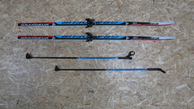 Лыжный комплект Grandeur (лыжи, палки, креплен. 75) (цвет палок в ассорт.) step 170см (синий)