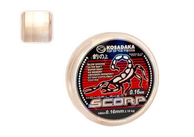 Леска монофильная KOSADAKA SCORP 0.16мм 100м (20948U  (100 м 0,16мм) )