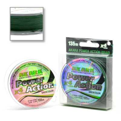 Леска плетеная (шнур) AKARA POWER ACTION X-4 GREEN 