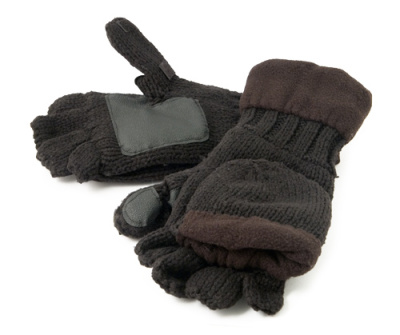 Рукавицы-перчатки TAGRIDER TR 1064 с обрезанными пальцами вязанные с флисом тёмные