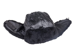 Шапка-ушанка, опушка черный мех ткань Оксфорд, цвет черный BVR (Разм. Безразмерный ряд / Рост )