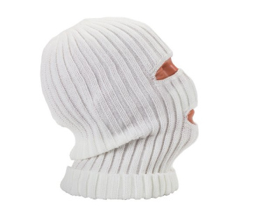Шапка-маска подшлемник вязанный 2-х нитка, цвет белый BVR (Разм. Безразмерный ряд / Рост )